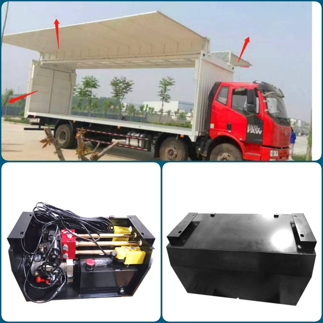 Long semi-trailer flying wing truck opening wing box DC 24V 4 cylinders Hydraulic lifting system