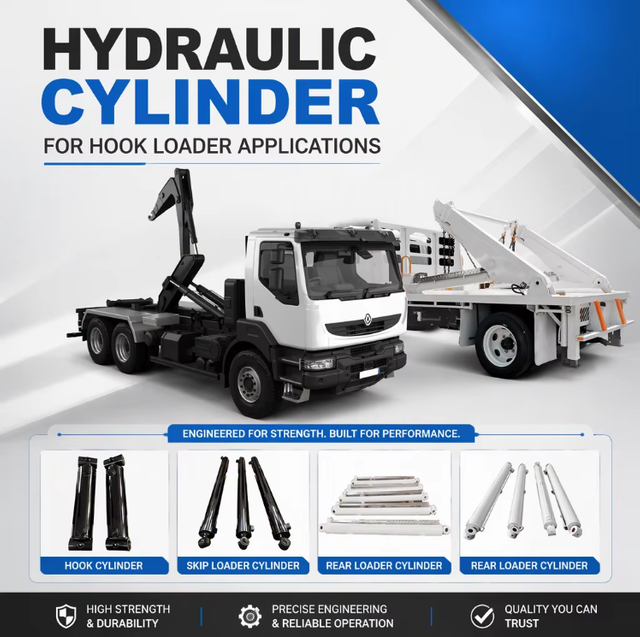 Customized Skip Loader Hydraulic Cylinder Gear Bearing 21Mpa Working Pressure Double Action CE Certified 